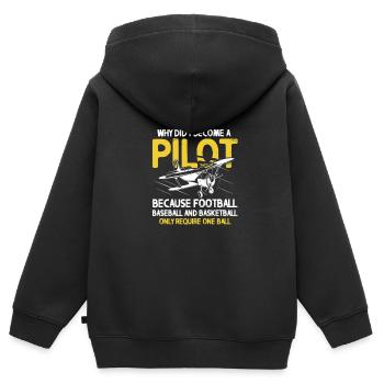 Pilot Flugzeug Fliegen Flieger Geschenk - Kinder Premium Organic Zip Hoodie - Schwarz - Hinten - AI Model Kid Male (0cm)