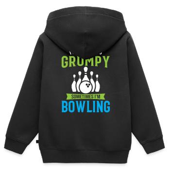 Je ne suis pas toujours grincheux Parfois je joue au bowling - Spor - Sweat Premium à capuche zippé enfant bio - noir - Dos - AI Model Kid Male (0cm)