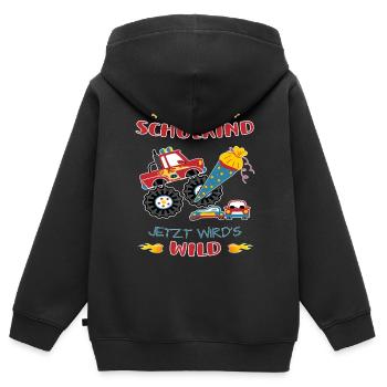 Einschulung Monster Truck Schultüte Jungen - Kinder Premium Organic Zip Hoodie - Schwarz - Hinten - AI Model Kid Male (0cm)