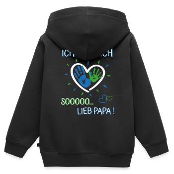 Ich hab dich lieb Papa-Mädchen und Jungen Vatertag - Kinder Premium Organic Zip Hoodie - Schwarz - Hinten - AI Model Kid Male (0cm)