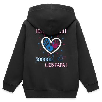 Ich hab dich lieb Papa- für Mädchen Vatertag - Kinder Premium Organic Zip Hoodie - Schwarz - Hinten - AI Model Kid Male (0cm)