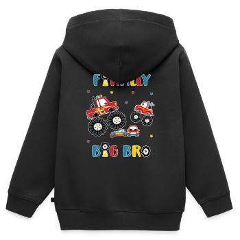 Big Brother Monster Truck et voiture - Enfin Big Bro - Sweat Premium à capuche zippé enfant bio - noir - Dos - AI Model Kid Male (0cm)