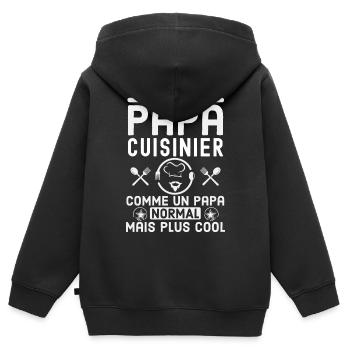 Papa cuisinier 2 - Sweat Premium à capuche zippé enfant bio - noir - Dos - AI Model Kid Male (0cm)