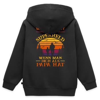 Superheld - bester Papa der Welt - Retro Vatertag - Kinder Premium Organic Zip Hoodie - Schwarz - Hinten - AI Model Kid Male (0cm)