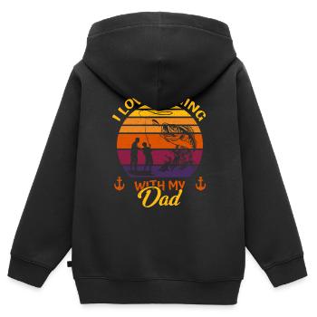 I Love Fishing With My Dad Fishing - for children - Kids Premium Organic Zip-up Hoodie - black - Back - AI Model Kid Male (0cm)