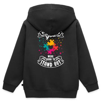 Autismus Geschenk Autist Asperger ADHS Autism - Kinder Premium Organic Zip Hoodie - Schwarz - Hinten - AI Model Kid Male (0cm)