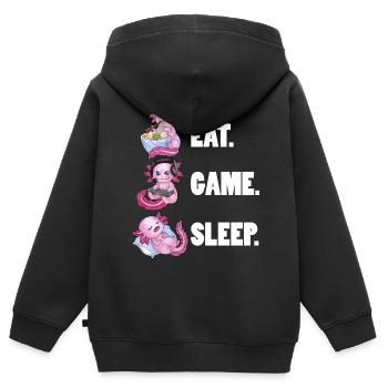 Eat Game Sleep - Cute Axolotl tolle Geschenkidee - Kinder Premium Organic Zip Hoodie - Schwarz - Hinten - AI Model Kid Male (0cm)