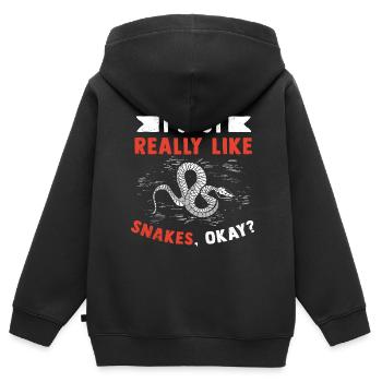 Serpent Cadeau Animal Reptile Cobra Python Boa - Sweat Premium à capuche zippé enfant bio - noir - Dos - AI Model Kid Male (0cm)