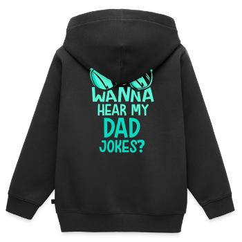 Papa Blague Papa Blague Père Blagues - Sweat Premium à capuche zippé enfant bio - noir - Dos - AI Model Kid Male (0cm)
