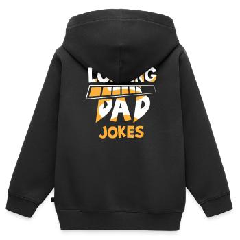 Papa Blague Papa Blague Père Blagues - Sweat Premium à capuche zippé enfant bio - noir - Dos - AI Model Kid Male (0cm)