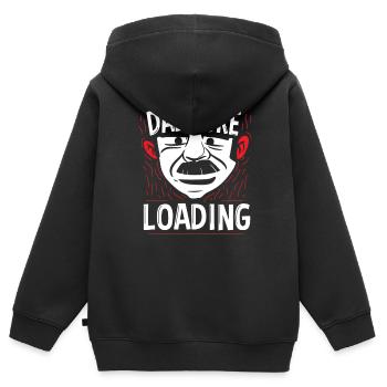 Papa Blague Papa Blague Blague Père - Sweat Premium à capuche zippé enfant bio - noir - Dos - AI Model Kid Male (0cm)