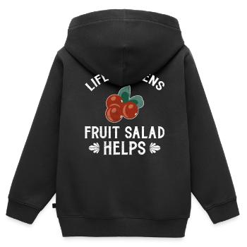 Life Happiness Fruit Salad aide - Sweat Premium à capuche zippé enfant bio - noir - Dos - AI Model Kid Male (0cm)