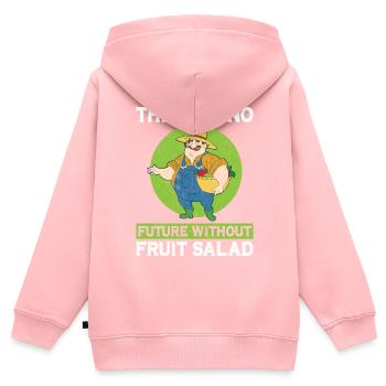 Il n’y a pas d’avenir sans salade de fruits - Sweat Premium à capuche zippé enfant bio - rose - Dos - AI Model Kid Female (0cm)