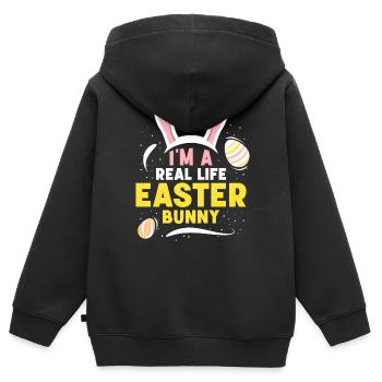 Ich Bin Ein Echter Osterhase Ostern Osterfest - Kinder Premium Organic Zip Hoodie - Schwarz - Hinten - AI Model Kid Male (0cm)