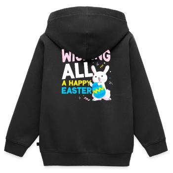 Ich Wünsche Allen Ein Frohes Osterfest Ostern - Kinder Premium Organic Zip Hoodie - Schwarz - Hinten - AI Model Kid Male (0cm)