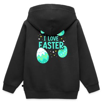 Ich Liebe Ostern Osterfest Osterei Osterhase - Kinder Premium Organic Zip Hoodie - Schwarz - Hinten - AI Model Kid Male (0cm)