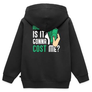 Wie Viel Wird Es Mich Kosten? Papi Papa Vater - Kinder Premium Organic Zip Hoodie - Schwarz - Hinten - AI Model Kid Male (0cm)