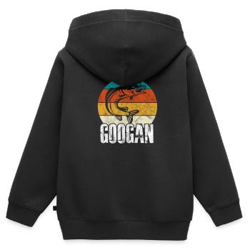 Angler - Kinder Premium Organic Zip Hoodie - Schwarz - Hinten - AI Model Kid Male (0cm)