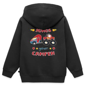 Camping Monster Truck - Coole Jungs gehen campen - Kinder Premium Organic Zip Hoodie - Schwarz - Hinten - AI Model Kid Male (0cm)