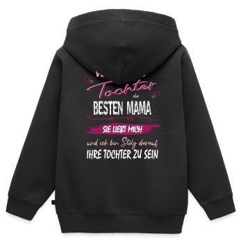 Verwöhnte Tochter der besten Mama - Muttertag - Kinder Premium Organic Zip Hoodie - Schwarz - Hinten - AI Model Kid Male (0cm)