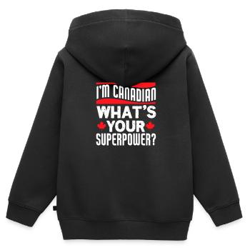 Kanada - Kinder Premium Organic Zip Hoodie - Schwarz - Hinten - AI Model Kid Male (0cm)
