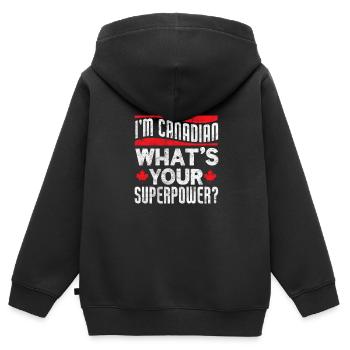 Canada Maple Leaf Flag Canada Vancouver Cadeau - Sweat Premium à capuche zippé enfant bio - noir - Dos - AI Model Kid Male (0cm)