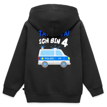4 Jahre Polizeiauto Blaulicht Geburtstag Polizei - Kinder Premium Organic Zip Hoodie - Schwarz - Hinten - AI Model Kid Male (0cm)
