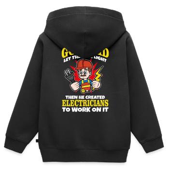 Lustiger christlicher Elektriker-Witz - Kinder Premium Organic Zip Hoodie - Schwarz - Hinten - AI Model Kid Male (0cm)