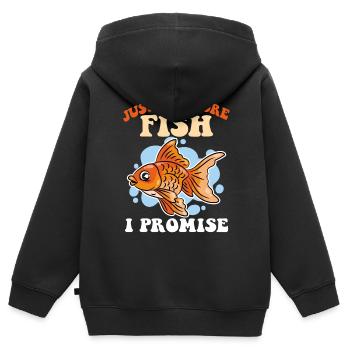 Nur noch ein Fisch Ich verspreche Aquarienbesitzer - Kinder Premium Organic Zip Hoodie - Schwarz - Hinten - AI Model Kid Male (0cm)