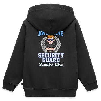 Fantastischer Wachmann - Kinder Premium Organic Zip Hoodie - Schwarz - Hinten - AI Model Kid Male (0cm)