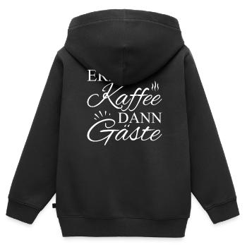 Erst Kaffee Dann Gäste - Kinder Premium Organic Zip Hoodie - Schwarz - Hinten - AI Model Kid Male (0cm)