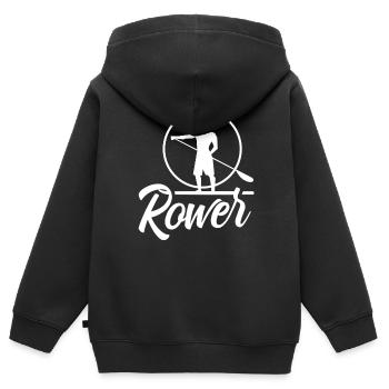 Aviron Aviron Aviron Bateau Aviron - Sweat Premium à capuche zippé enfant bio - noir - Dos - AI Model Kid Male (0cm)