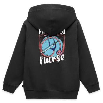 Fière infirmière en soins intensifs Soins intensifs - Sweat Premium à capuche zippé enfant bio - noir - Dos - AI Model Kid Male (0cm)