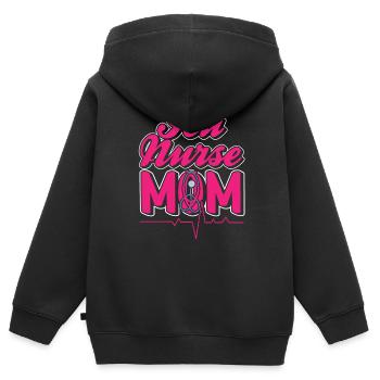 Infirmière en soins intensifs Maman Soins intensifs - Sweat Premium à capuche zippé enfant bio - noir - Dos - AI Model Kid Male (0cm)