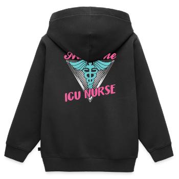 Grande infirmière en soins intensifs Soins intensifs - Sweat Premium à capuche zippé enfant bio - noir - Dos - AI Model Kid Male (0cm)