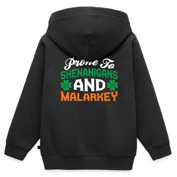 Anfällig Für Blödsinn Und Unfug Irland Gälisch Ire - Kinder Premium Organic Zip Hoodie - Schwarz - Hinten - AI Model Kid Male (0cm)