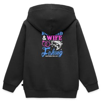 Angler Ehe - Kinder Premium Organic Zip Hoodie - Schwarz - Hinten - AI Model Kid Male (0cm)