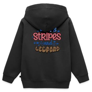Stars Stripes and Leopard Happy 4th of July - Kinder Premium Organic Zip Hoodie - Schwarz - Hinten - AI Model Kid Male (0cm)