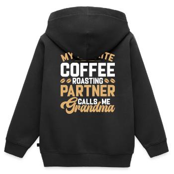 My Favorite Coffee Roasting Partner - Kinder Premium Organic Zip Hoodie - Schwarz - Hinten - AI Model Kid Male (0cm)
