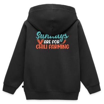 Les dimanches sont pour la culture du chili - Sweat Premium à capuche zippé enfant bio - noir - Dos - AI Model Kid Male (0cm)