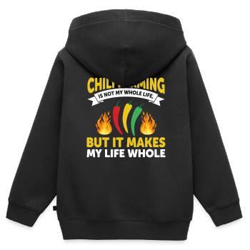 Chili Farming Is Not My Whole Life - Kids Premium Organic Zip-up Hoodie - black - Back - AI Model Kid Male (0cm)