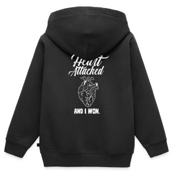 Mein Herz Hat Angegriffen Und Ich Habe Gewonnen - Kinder Premium Organic Zip Hoodie - Schwarz - Hinten - AI Model Kid Male (0cm)