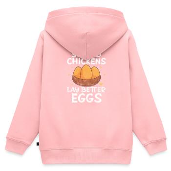 Huhn - Kinder Premium Organic Zip Hoodie - Rosa - Hinten - AI Model Kid Female (0cm)