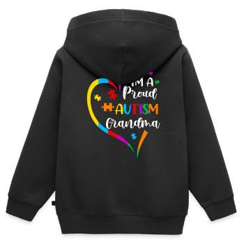 Autisme - Sweat Premium à capuche zippé enfant bio - noir - Dos - AI Model Kid Male (0cm)