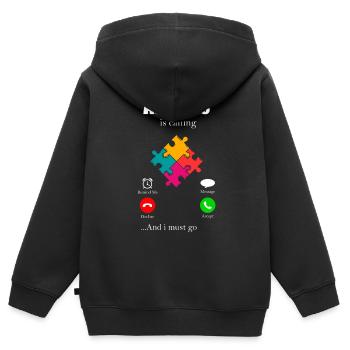 Autismus Geschenk Autist Asperger ADHS Autism - Kinder Premium Organic Zip Hoodie - Schwarz - Hinten - AI Model Kid Male (0cm)