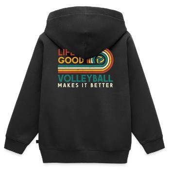 Das Leben Ist Gut Volleyball Macht Es Besser Für - Kinder Premium Organic Zip Hoodie - Schwarz - Hinten - AI Model Kid Male (0cm)