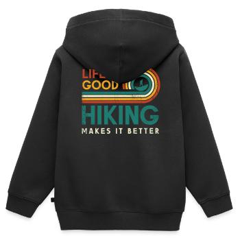 Das Leben Ist Gut Wandern Macht Es Besser Design - Kinder Premium Organic Zip Hoodie - Schwarz - Hinten - AI Model Kid Male (0cm)