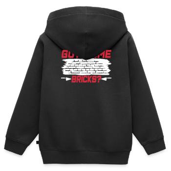 Avez-vous quelques briques? Artisans maçons - Sweat Premium à capuche zippé enfant bio - noir - Dos - AI Model Kid Male (0cm)