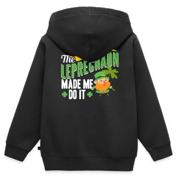Der Leprechaun Hat Mich Dazu Gezwungen Kobold Ire - Kinder Premium Organic Zip Hoodie - Schwarz - Hinten - AI Model Kid Male (0cm)