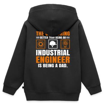 Papa ingénieur industriel - Sweat Premium à capuche zippé enfant bio - noir - Dos - AI Model Kid Male (0cm)
